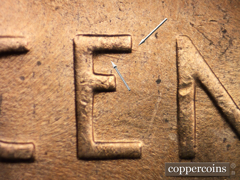 Die-stage C marker on 1951D•1MM•006 (1951 Repunched Mint Mark).