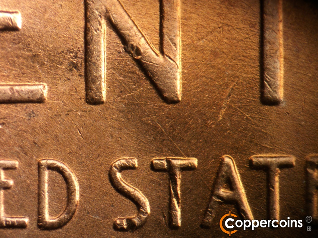 Die-stage A marker on 1951D•1MM•006 (1951 Repunched Mint Mark).