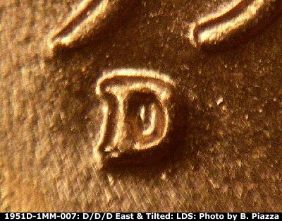 Die-stage C marker on 1951D•1MM•007 (1951 Repunched Mint Mark).