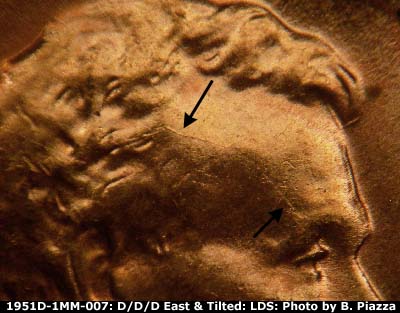 Die-stage C marker on 1951D•1MM•007 (1951 Repunched Mint Mark).
