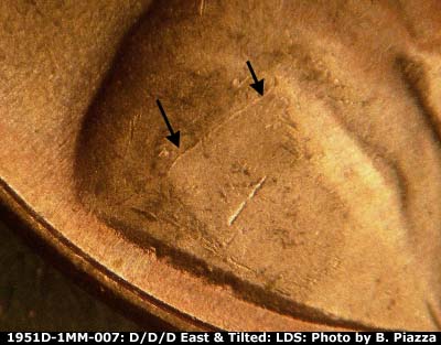 Die-stage C marker on 1951D•1MM•007 (1951 Repunched Mint Mark).
