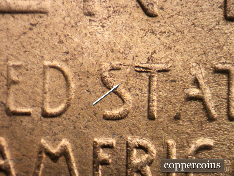 Die-stage C marker on 1951D•1MM•008 (1951 Repunched Mint Mark).