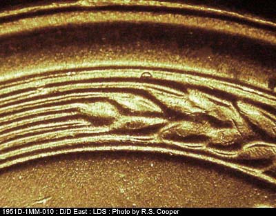 Die-stage C marker on 1951D•1MM•010 (1951 Repunched Mint Mark).
