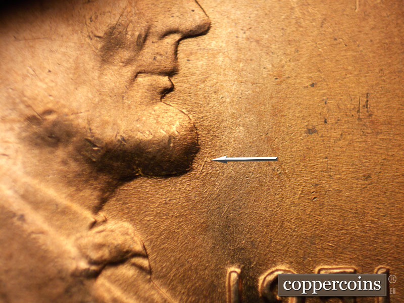 Die-stage B marker on 1951D•1MM•011 (1951 Repunched Mint Mark).