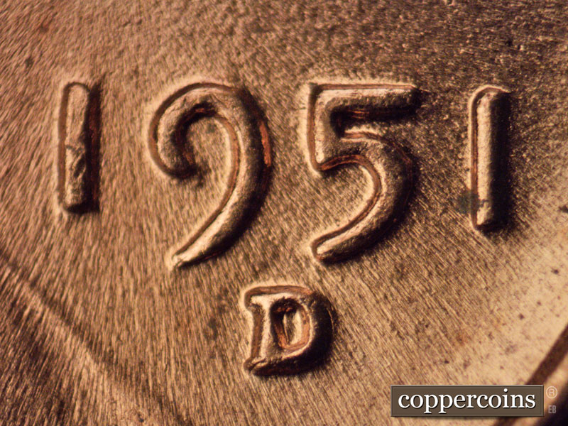 Die-stage C marker on 1951D•1MM•011 (1951 Repunched Mint Mark).