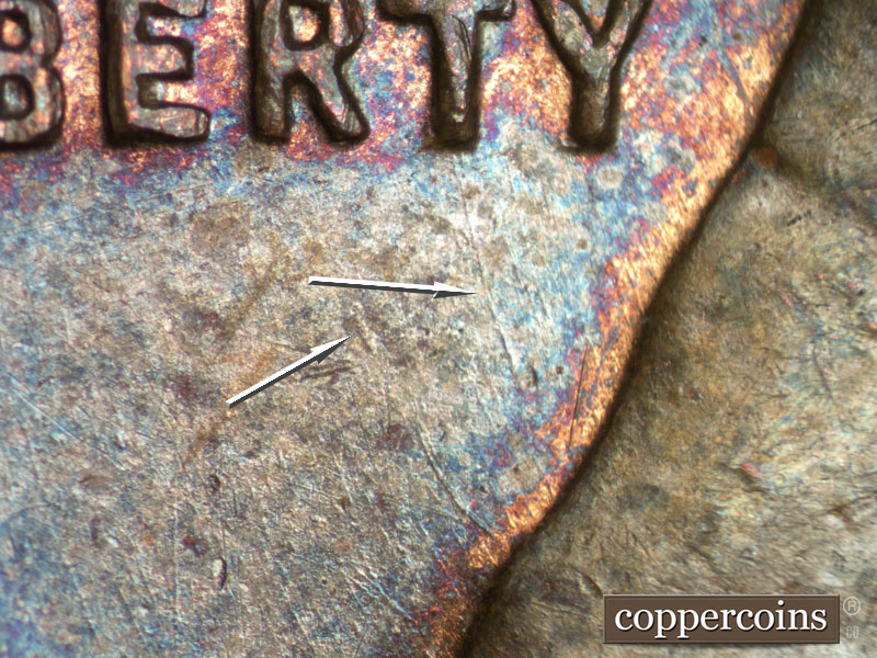 Die-stage A marker on 1951D•1MM•013 (1951 Repunched Mint Mark).