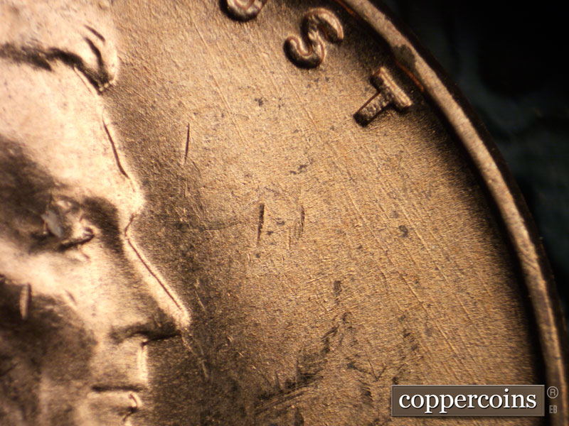 Die-stage B marker on 1951D•1MM•013 (1951 Repunched Mint Mark).