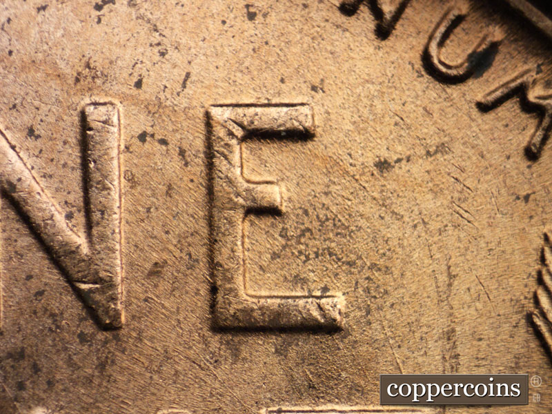 Die-stage B marker on 1951D•1MM•013 (1951 Repunched Mint Mark).