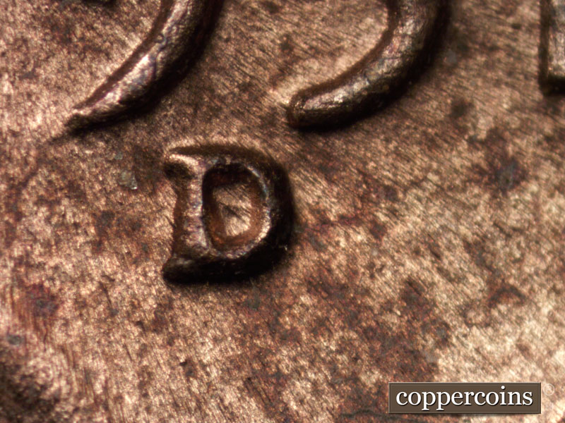 Die-stage C marker on 1951D•1MM•015 (1951 Repunched Mint Mark).