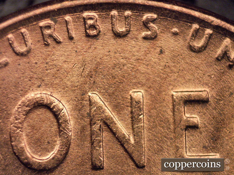 Die-stage A marker on 1951D•1MM•017 (1951 Repunched Mint Mark).