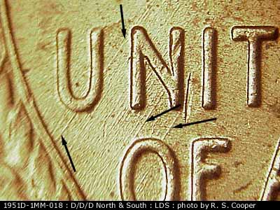 Die-stage C marker on 1951D•1MM•018 (1951 Repunched Mint Mark).