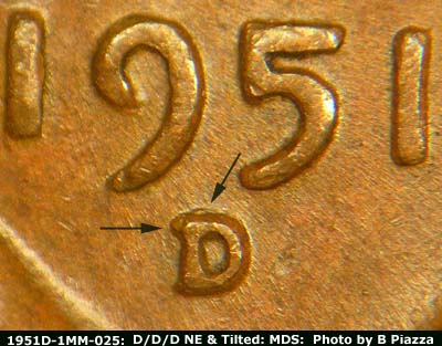 1951 Lincoln cent obverse, CopperCoins die 1951D•1MM•025.