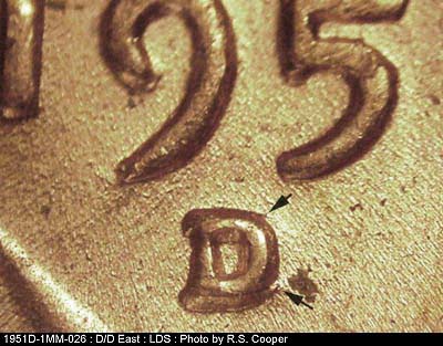 Die-stage C marker on 1951D•1MM•026 (1951 Repunched Mint Mark).