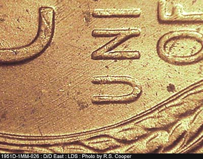 Die-stage C marker on 1951D•1MM•026 (1951 Repunched Mint Mark).