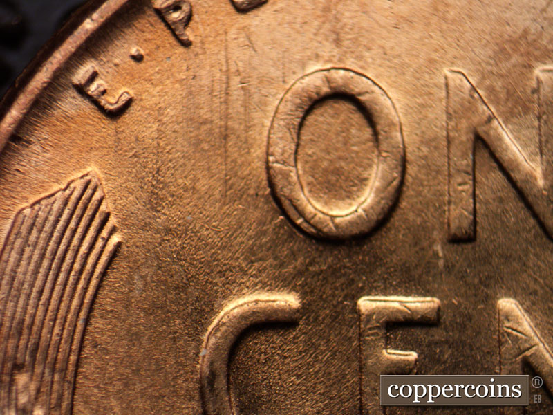 Die-stage B marker on 1951D•1MM•028 (1951 Repunched Mint Mark).