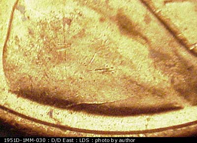 Die-stage C marker on 1951D•1MM•030 (1951 Repunched Mint Mark).