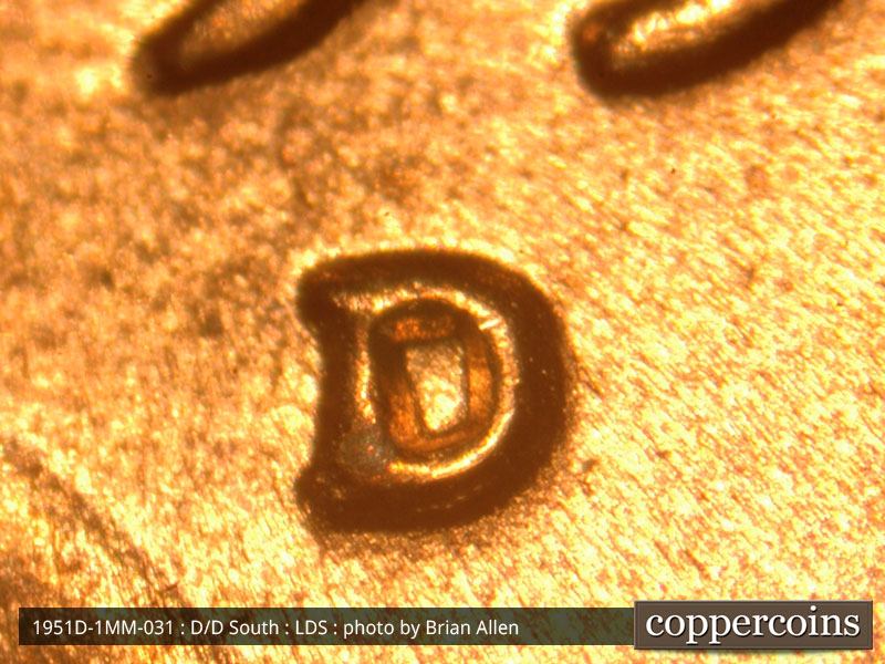 Die-stage C marker on 1951D•1MM•031 (1951 Repunched Mint Mark).