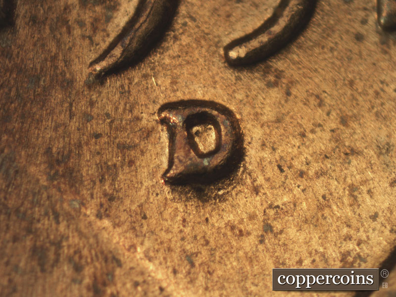 1951 Lincoln cent obverse, CopperCoins die 1951D•1MM•032.