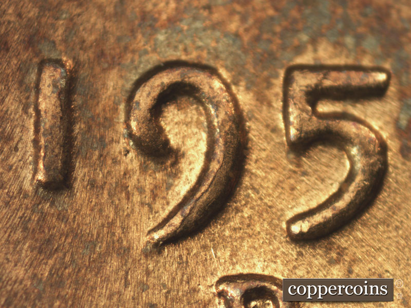 Die-stage B marker on 1951D•1MM•032 (1951 Repunched Mint Mark).