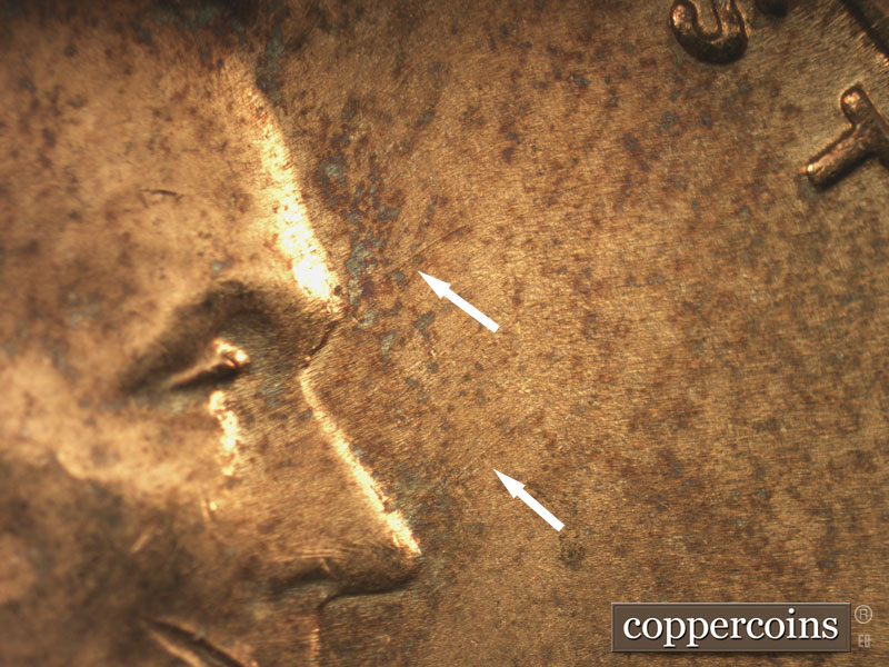 Die-stage B marker on 1951D•1MM•032 (1951 Repunched Mint Mark).