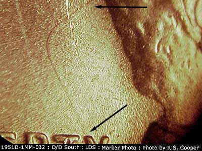 Die-stage C marker on 1951D•1MM•032 (1951 Repunched Mint Mark).