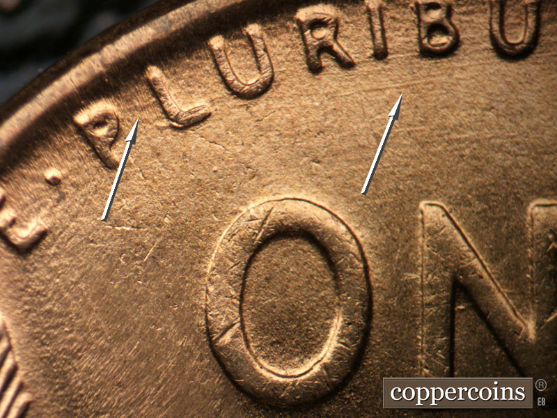 Die-stage C marker on 1951D•1MM•034 (1951 Repunched Mint Mark).