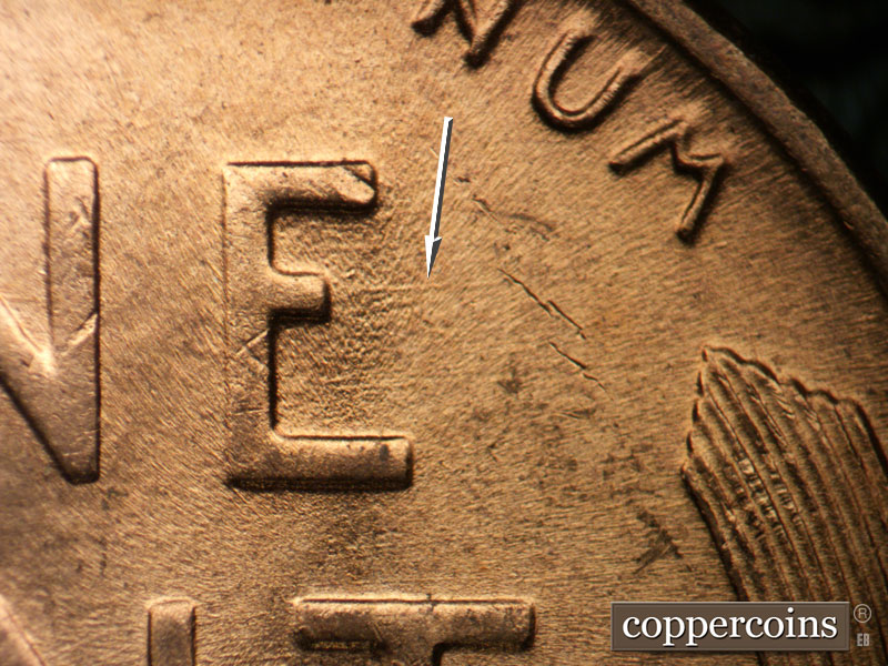 Die-stage C marker on 1951D•1MM•034 (1951 Repunched Mint Mark).