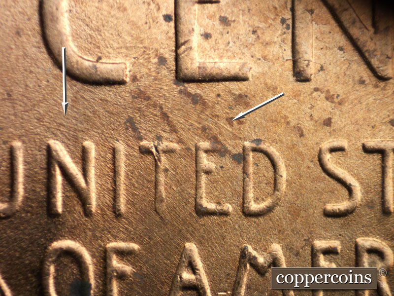 Die-stage B marker on 1951D•1MM•038 (1951 Repunched Mint Mark).