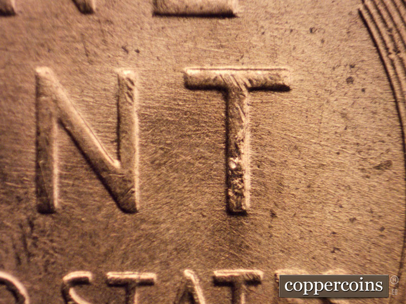 Die-stage B marker on 1951D•1MM•039 (1951 Repunched Mint Mark).