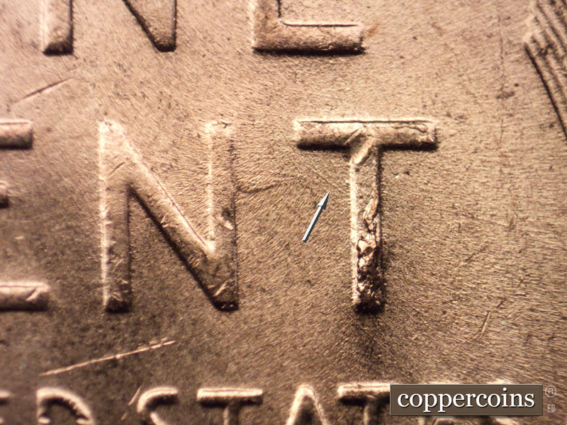 Die-stage C marker on 1951D•1MM•039 (1951 Repunched Mint Mark).