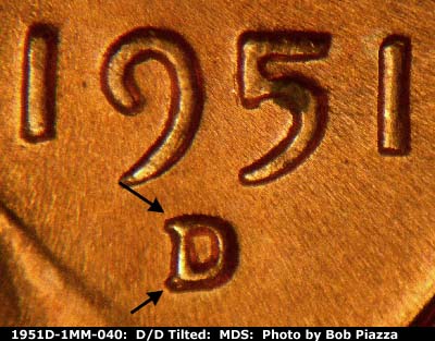 1951 Lincoln cent obverse, CopperCoins die 1951D•1MM•040.