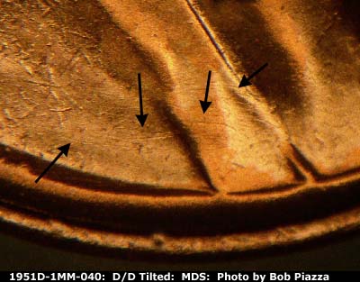Die-stage B marker on 1951D•1MM•040 (1951 Repunched Mint Mark).
