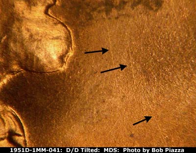 Die-stage B marker on 1951D•1MM•041 (1951 Repunched Mint Mark).