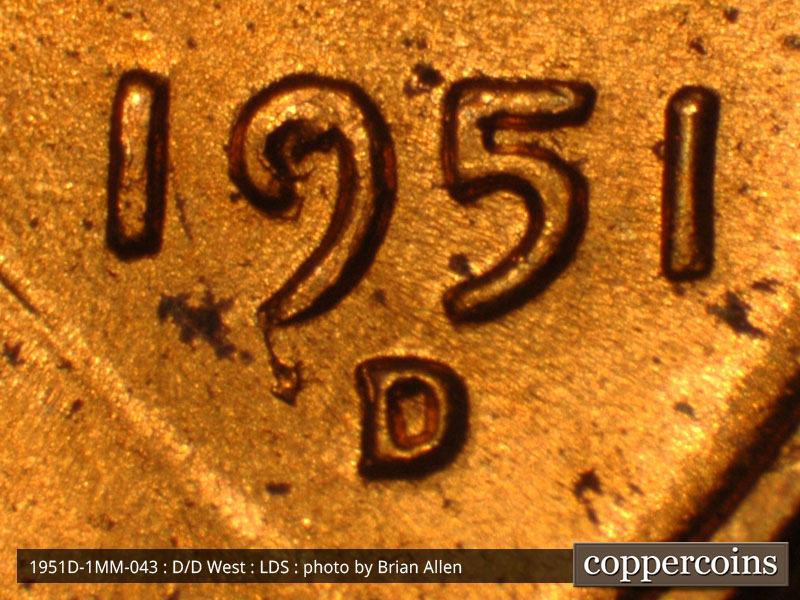 Die-stage C marker on 1951D•1MM•043 (1951 Repunched Mint Mark).