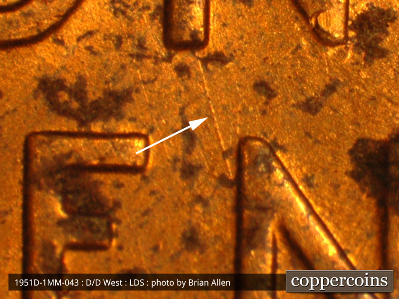 Die-stage C marker on 1951D•1MM•043 (1951 Repunched Mint Mark).