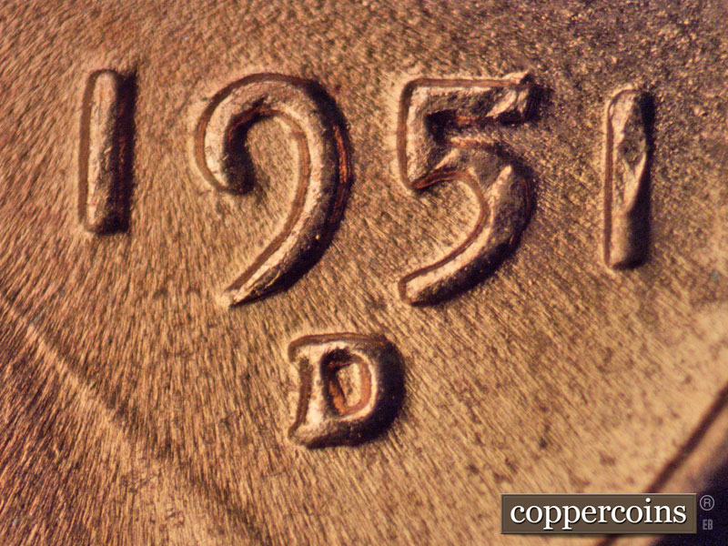 Die-stage C marker on 1951D•1MM•048 (1951 Repunched Mint Mark).