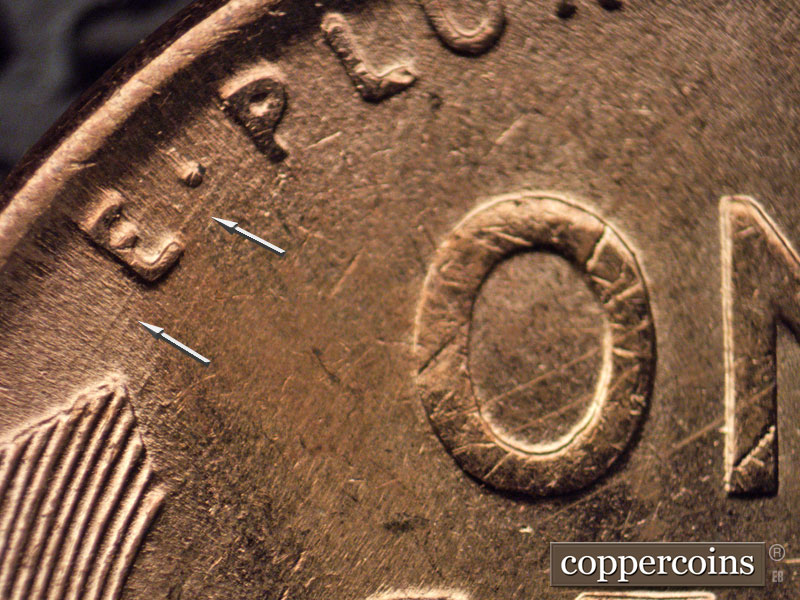 Die-stage B marker on 1951D•1MM•050 (1951 Repunched Mint Mark).
