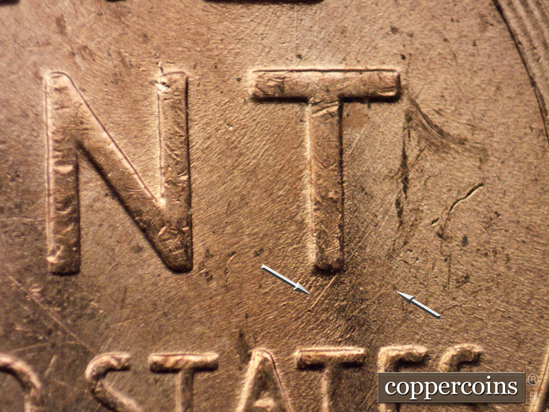 Die-stage B marker on 1951D•1MM•050 (1951 Repunched Mint Mark).