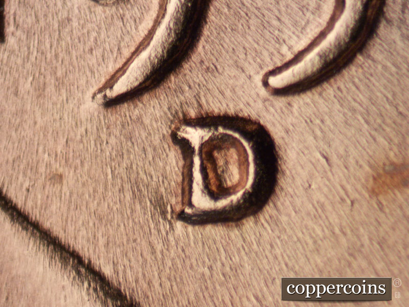 1951 Lincoln cent obverse, CopperCoins die 1951D•1MM•052.