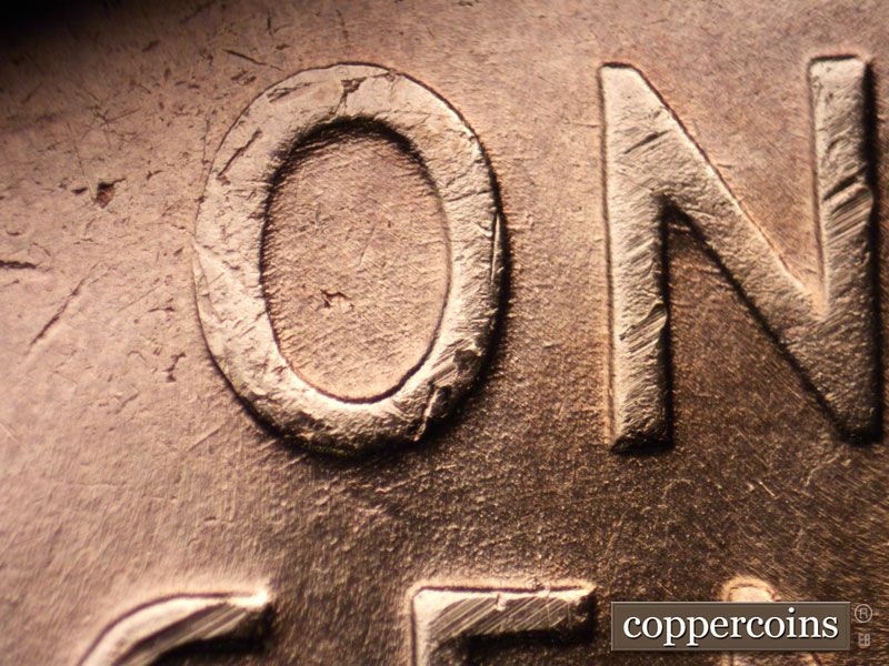 Die-stage B marker on 1951D•1MM•052 (1951 Repunched Mint Mark).