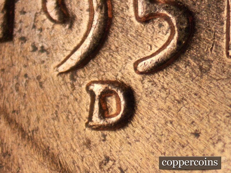 Die-stage C marker on 1951D•1MM•053 (1951 Repunched Mint Mark).