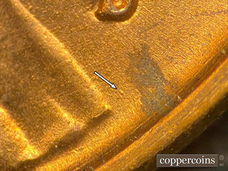 Die-stage B marker on 1951D•1MM•054 (1951 Repunched Mint Mark).