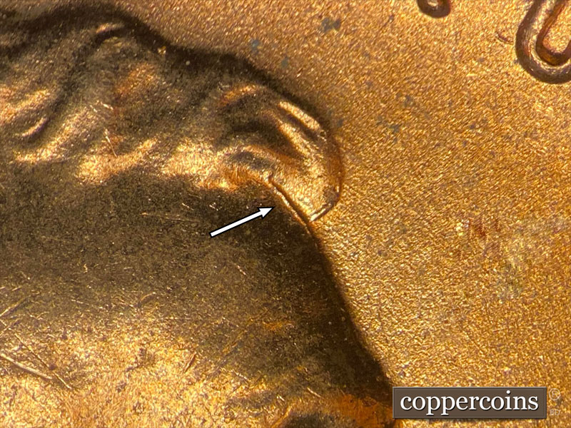 Die-stage B marker on 1951D•1MM•054 (1951 Repunched Mint Mark).