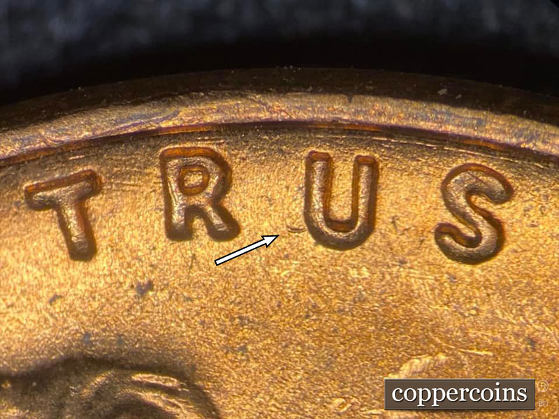 Die-stage B marker on 1951D•1MM•054 (1951 Repunched Mint Mark).