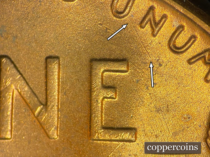 Die-stage B marker on 1951D•1MM•054 (1951 Repunched Mint Mark).