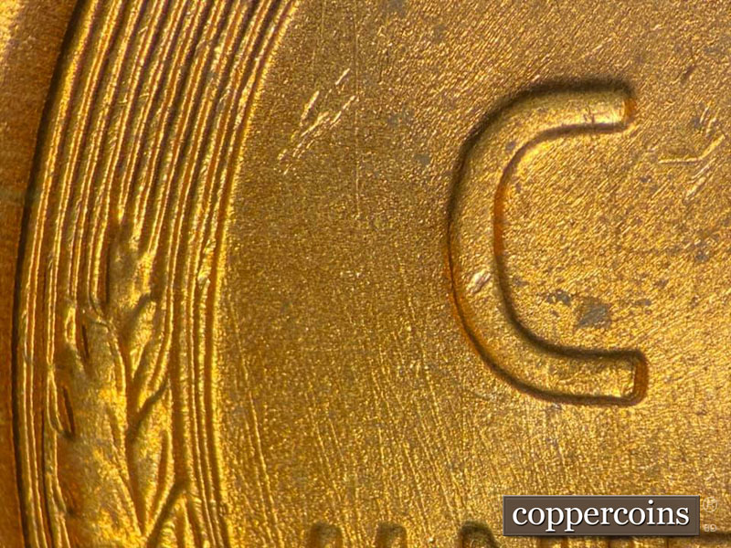 Die-stage B marker on 1951D•1MM•054 (1951 Repunched Mint Mark).