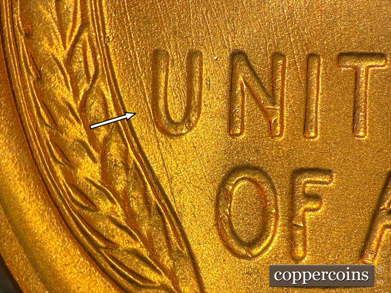 Die-stage B marker on 1951D•1MM•054 (1951 Repunched Mint Mark).
