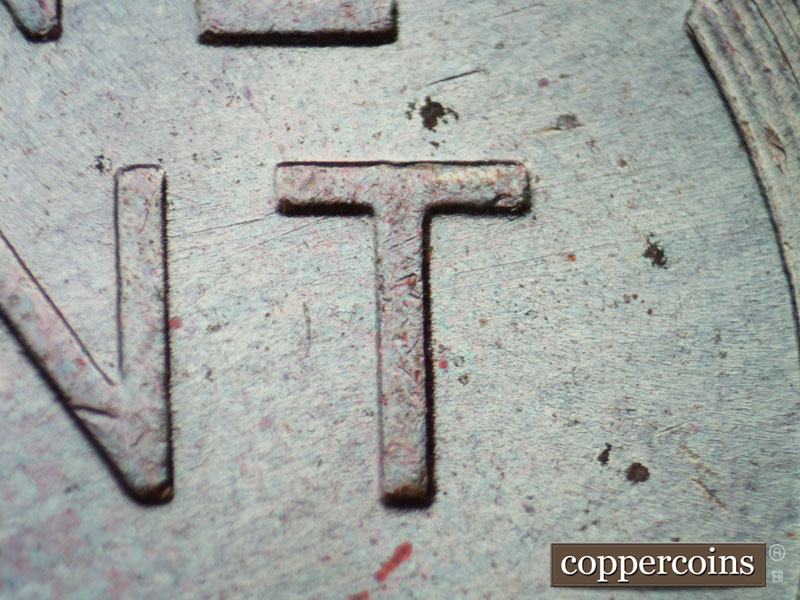 Die-stage B marker on 1951D•1MM•055 (1951 Repunched Mint Mark).