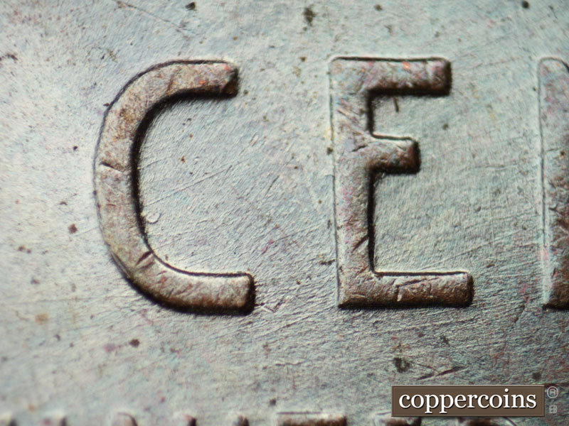 Die-stage B marker on 1951D•1MM•055 (1951 Repunched Mint Mark).