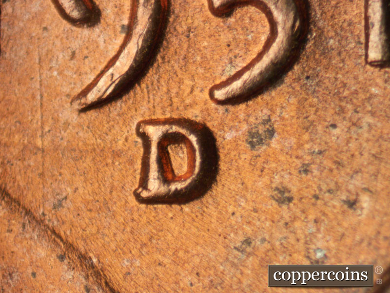 1951 Lincoln cent obverse, CopperCoins die 1951D•1MM•056.